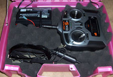 Video goggles, remote, and 12v battery for power
