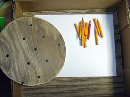 All the components. Box, pencils, and stylus. This is however not the piece of paper I used. It is too small.